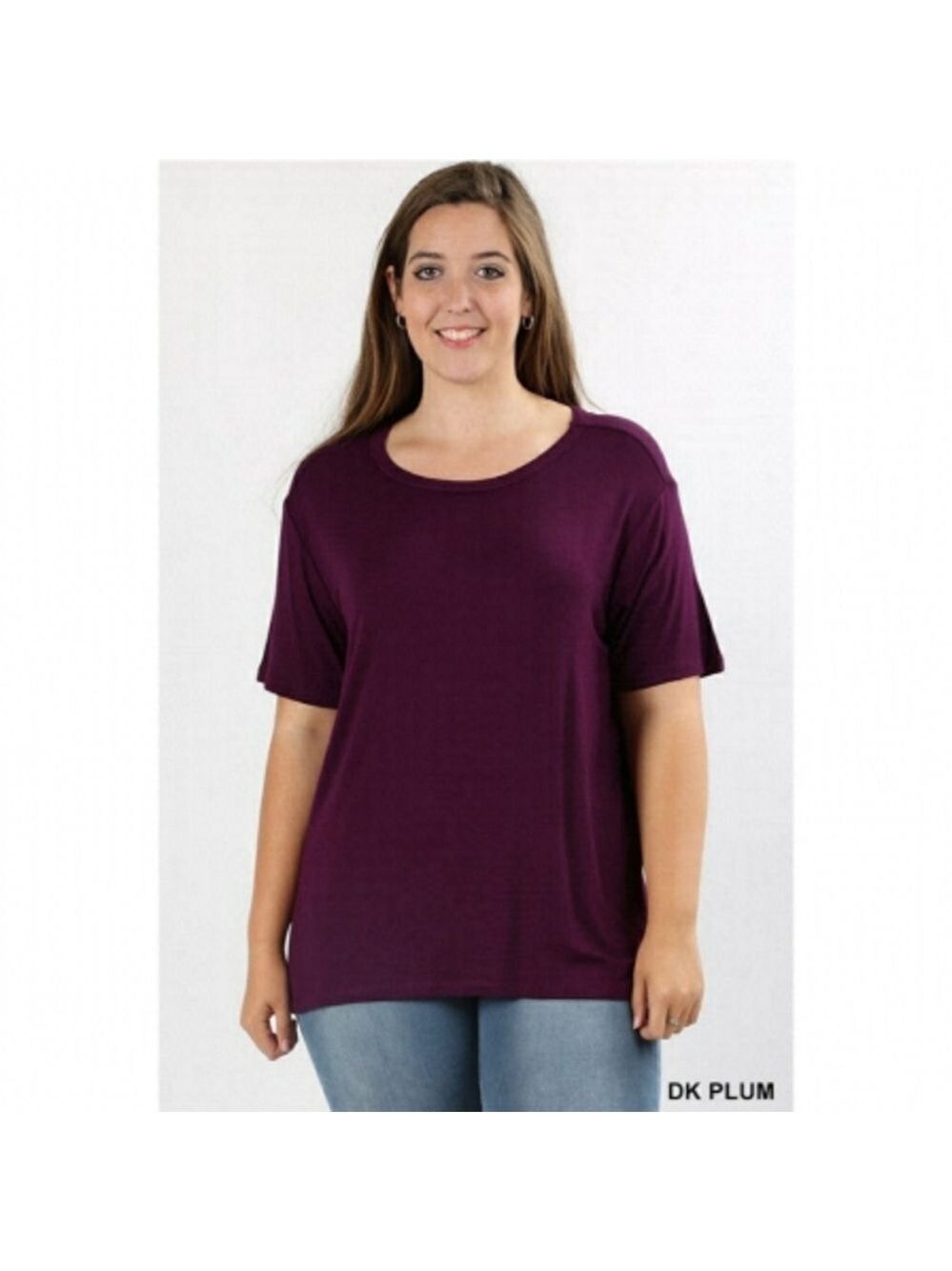 ZENANA Short Sleeve Dk Plum Top Size 3XL NWT